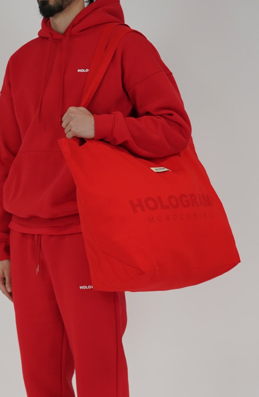 Tote bag streetwear Monochrome red