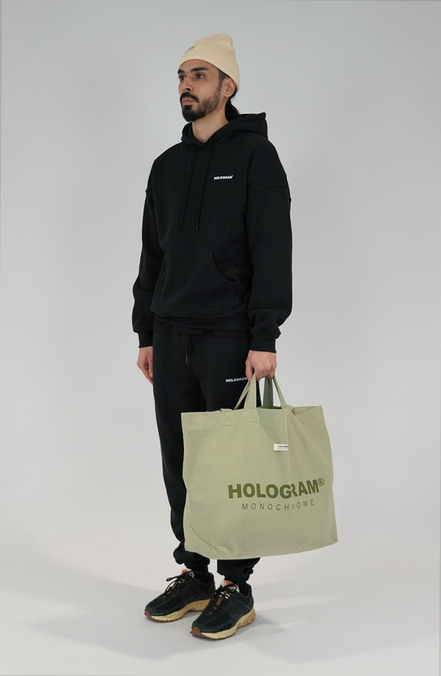 Monochrome olive streetwear tote bag