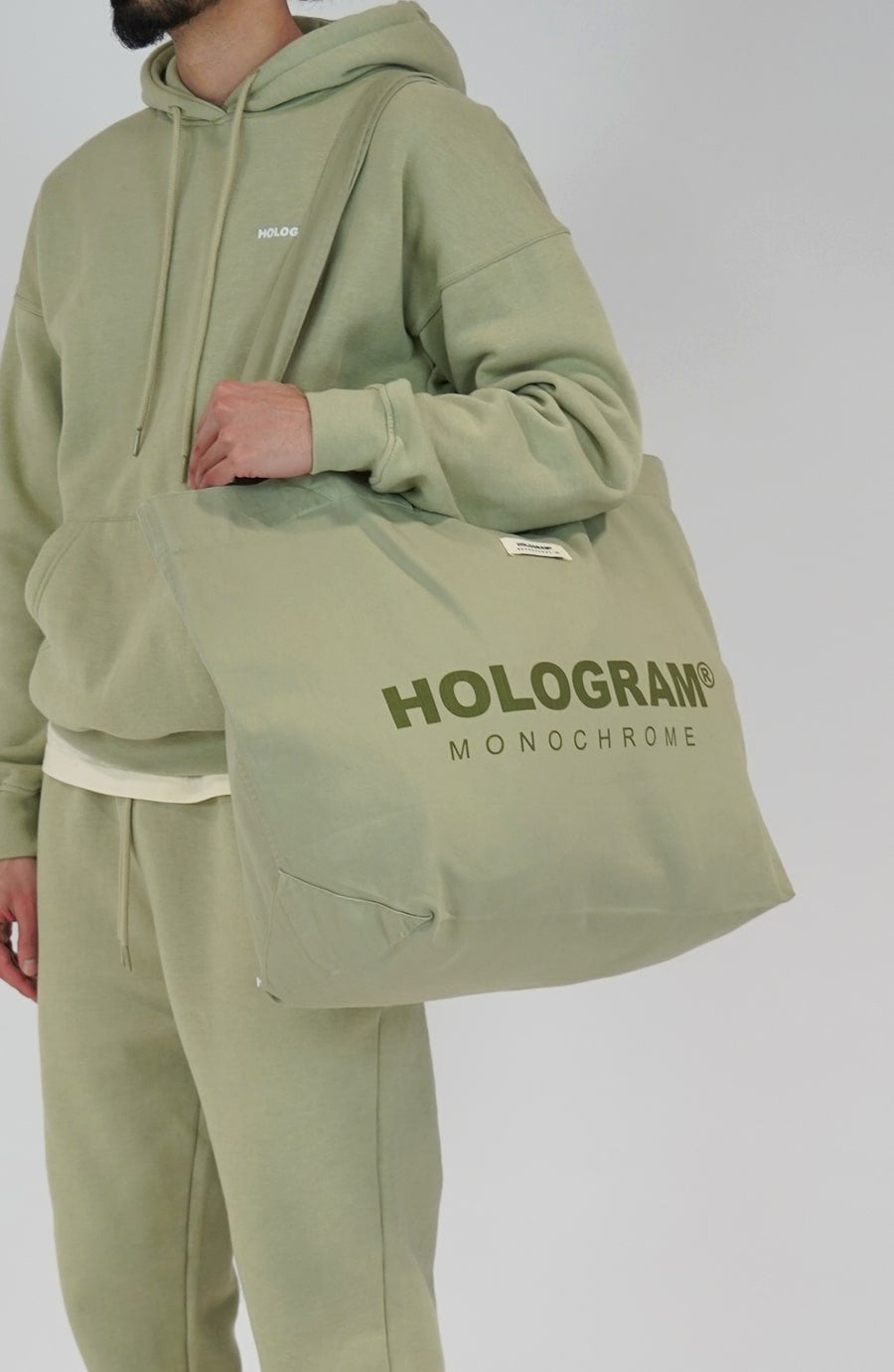 Monochrome olive streetwear tote bag
