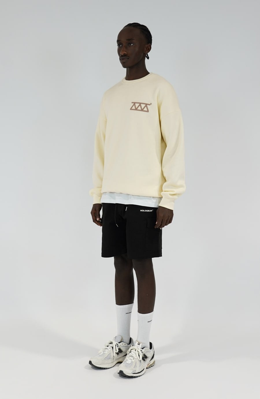 Relief beige streetwear crewneck