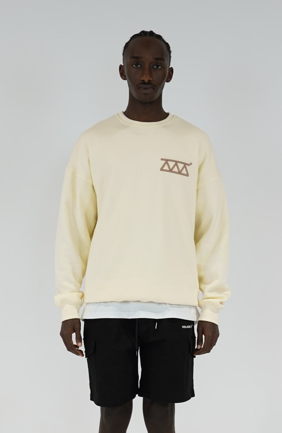 Relief beige streetwear crewneck