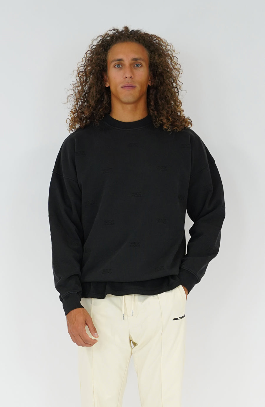 All over black crewneck streetwear