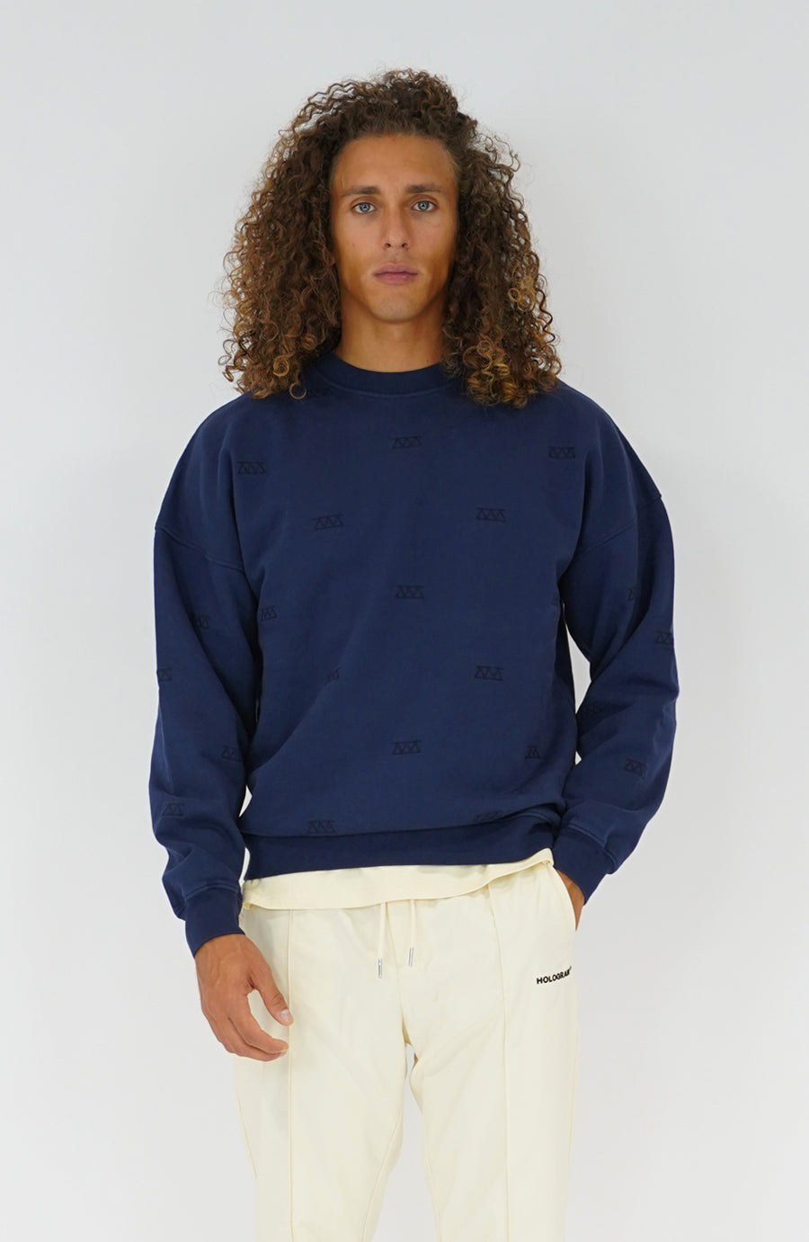 All over blue streetwear crewneck