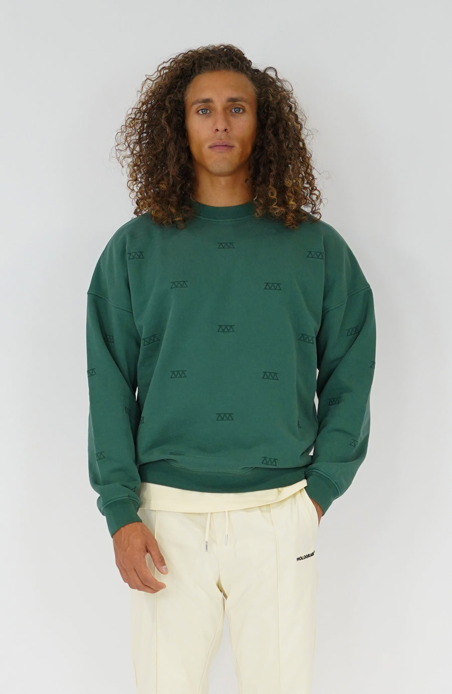 All over green crewneck streetwear