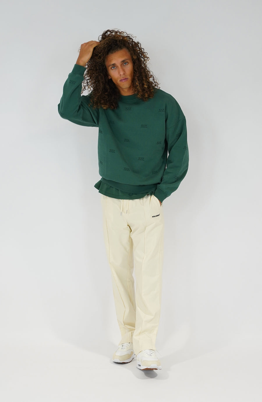 All over green crewneck streetwear