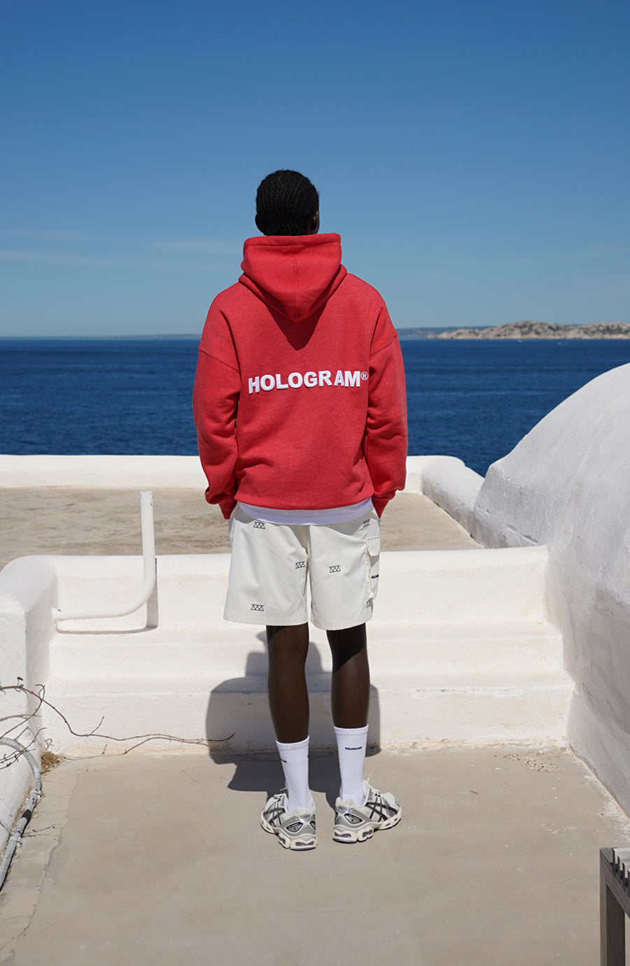 Relief red streetwear hoodie