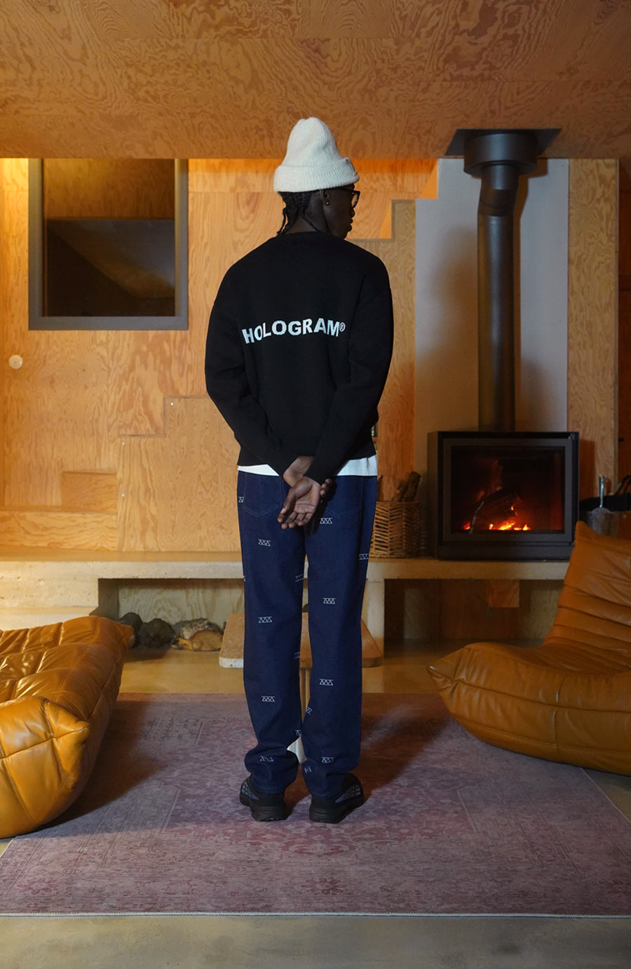 Relief black streetwear knitwear