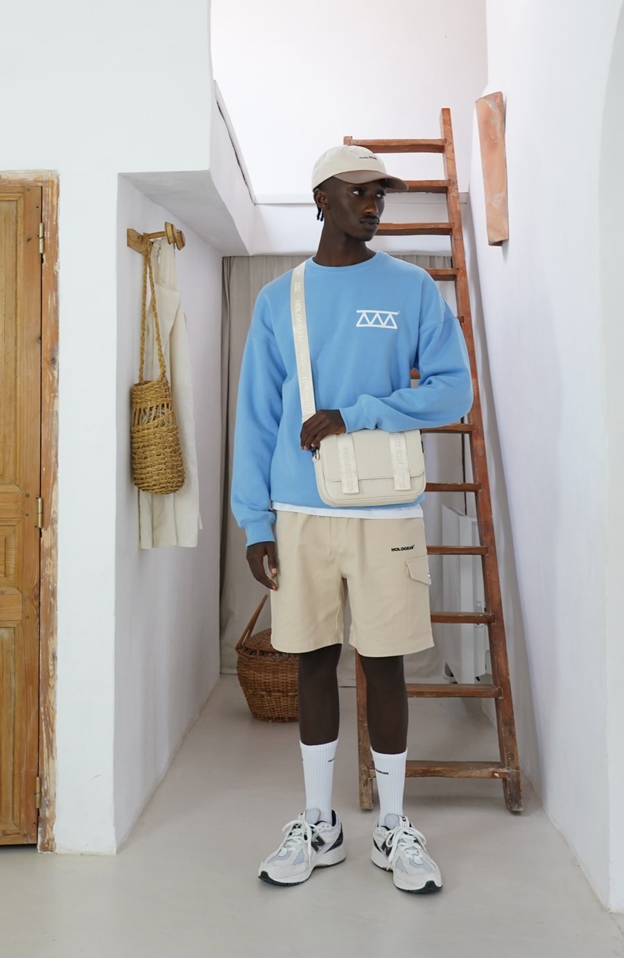 Beige Monogram streetwear bag