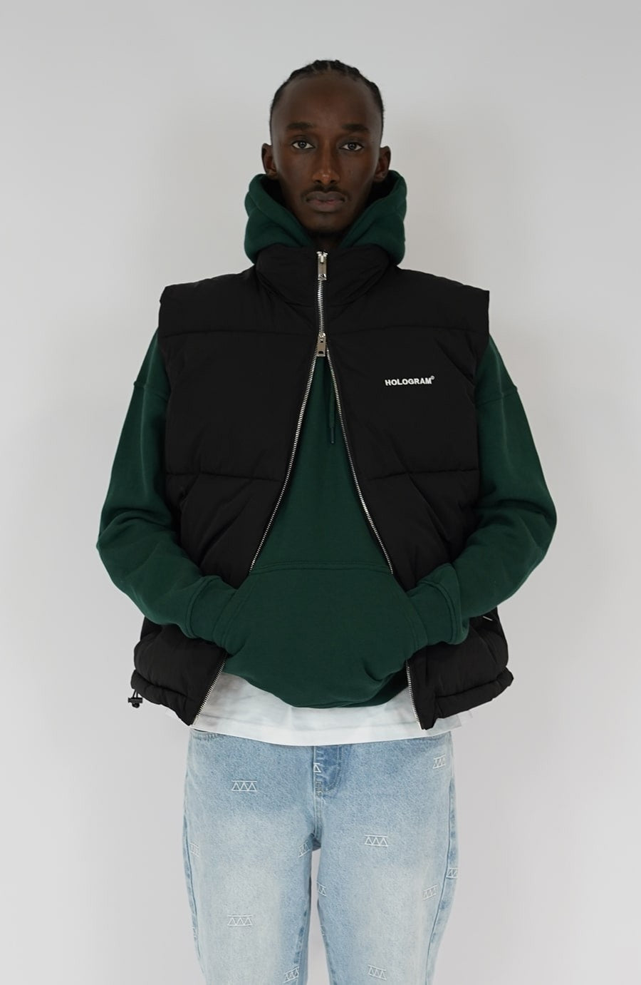 Sleeveless Classic black streetwear jacket