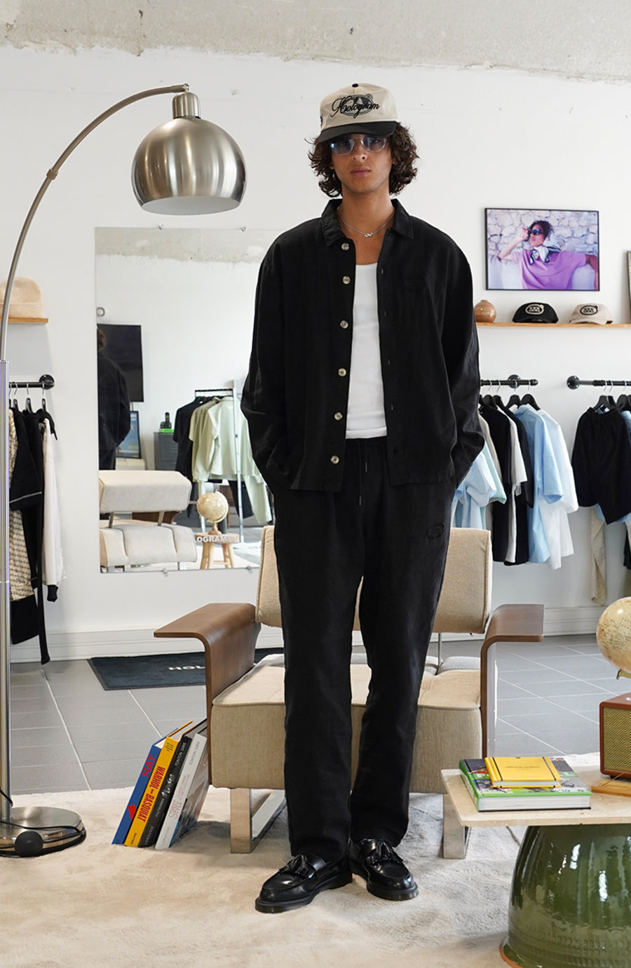 Chemise streetwear Linen black