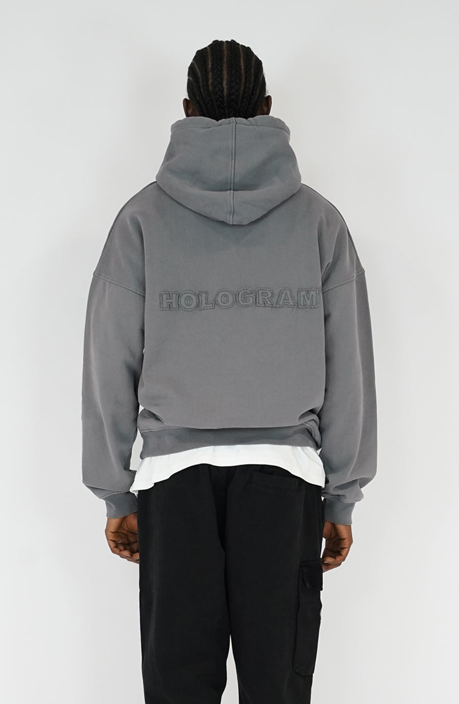 Torn grey streetwear hoodie – HOLOGRAM®